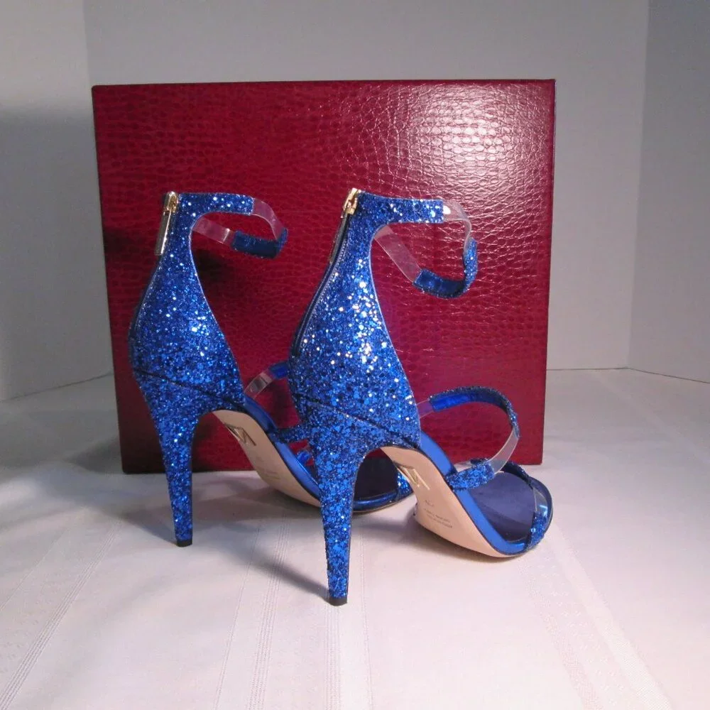Tamara Mellon Frontline Glitter Heels Cobalt Blue Sz 40 NIB ✨ - Picture 10 of 13